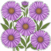 Levendige Paarse Chrysanthemum Boeket Sticker (Voorkant)
