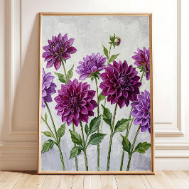Levendige Paarse Dahlia Canvasprint Muurkunst Poster