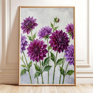 Levendige Paarse Dahlia Canvasprint Muurkunst Poster