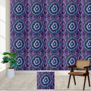 Levendige Paarse en Blauwe Hues Amethyst Geode Teg Tegeltje