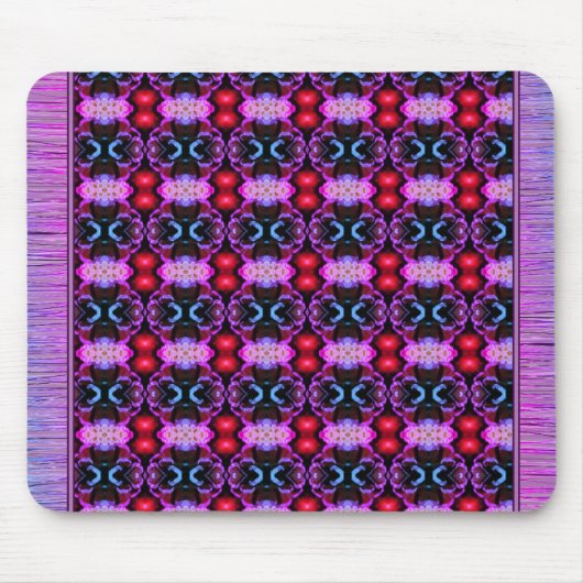 Levendige Paarse en Blauwe Muistapijt met patronen Muismat (Voorkant)