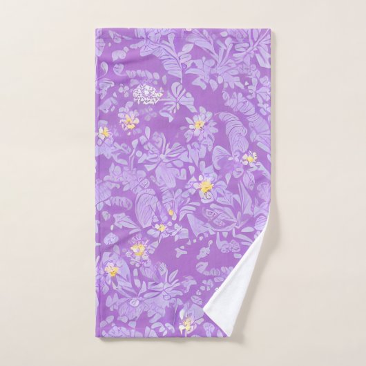 Levendige Paarse en gele bloemen Bad Handdoek (Handdoek)