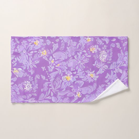 Levendige Paarse en gele bloemen Bad Handdoek (Handdoek)