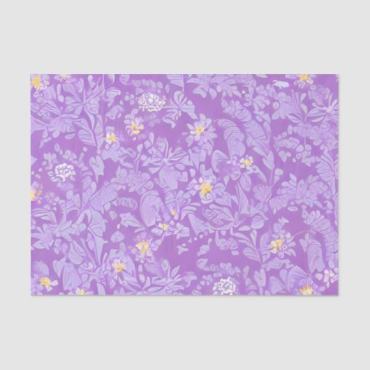 Levendige Paarse en gele bloemen Tissuepapier (Voorkant)