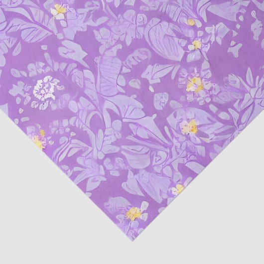 Levendige Paarse en gele bloemen Tissuepapier (Detail)