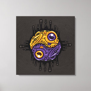 Levendige Paarse en Gouden Gifpijlkikker Yin Yang Canvas Afdruk