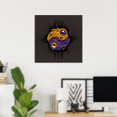 Levendige Paarse en Gouden Gifpijlkikker Yin Yang Poster (Thuiskantoor)