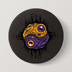 Levendige Paarse en Gouden Gifpijlkikker Yin Yang Ronde Button 7,6 Cm