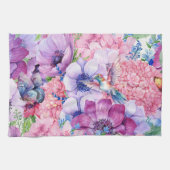 Levendige paarse en roze bloemen theedoek (Horizontaal)