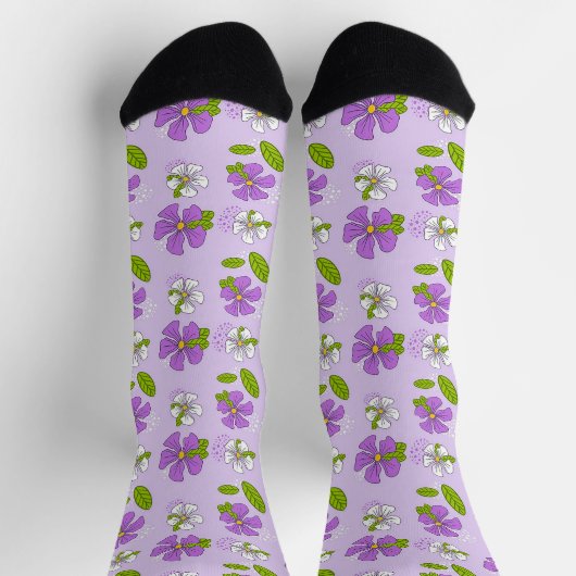 Levendige Paarse en Witte Bloemen Sokken (Top)