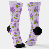 Levendige Paarse en Witte Bloemen Sokken (Gebogen)