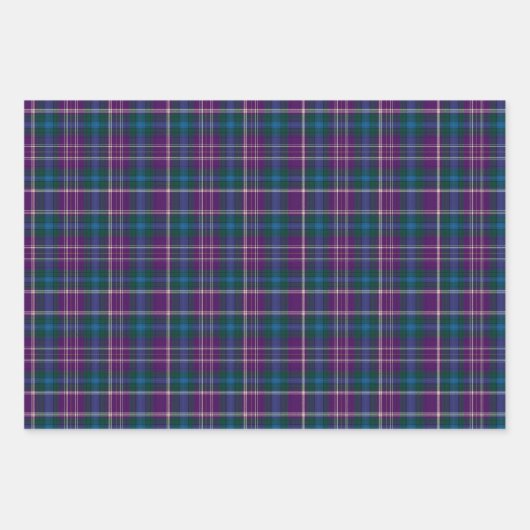 Levendige Paarse, groene en blauwe plaid Inpakpapier Vel (Voorkant 3)