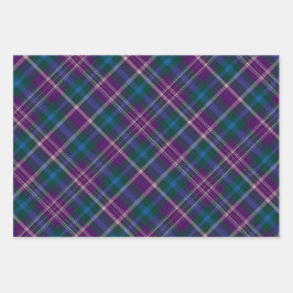 Levendige Paarse, groene en blauwe plaid Inpakpapier Vel