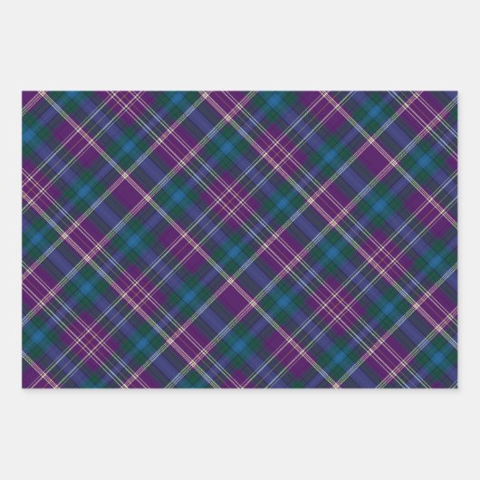 Levendige Paarse, groene en blauwe plaid Inpakpapier Vel (Voorkant)