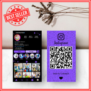 Levendige Paarse Huishoudelijke Instagram QR Visitekaartje
