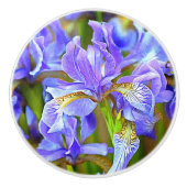 Levendige Paarse Irises in mei Keramische Knop (Voorkant)