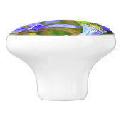 Levendige Paarse Irises in mei Keramische Knop (Zijkant)