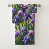 Levendige Paarse Irissen Bloem Bad Handdoek (Insitu)