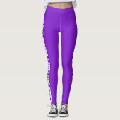 Levendige Paarse Krachtige Aangepaste Tekst Vertic Leggings (Voorkant)