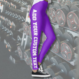 Levendige Paarse Krachtige Aangepaste Tekst Vertic Leggings