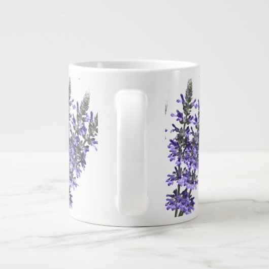 Levendige Paarse lavender Herb Flower on Ceramic Grote Koffiekop (Achterkant)