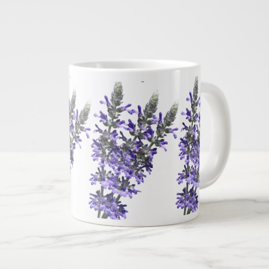 Levendige Paarse lavender Herb Flower on Ceramic Grote Koffiekop (Voorkant rechts)