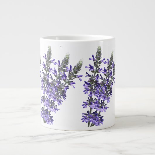 Levendige Paarse lavender Herb Flower on Ceramic Grote Koffiekop (Voorkant)