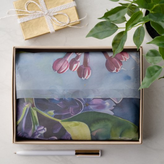 Levendige Paarse Lila Bloemen Ladybug Decoupage Tissuepapier (Geschenk)