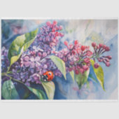 Levendige Paarse Lila Bloemen Ladybug Decoupage Tissuepapier (Voorkant)