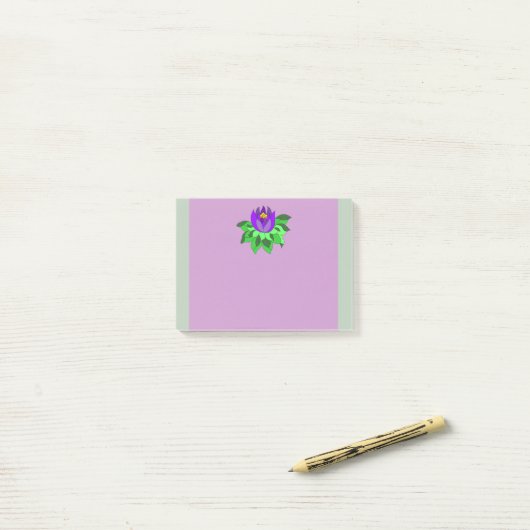 Levendige Paarse lotusaanvalstrips Post-it® Notes (Op bureau)