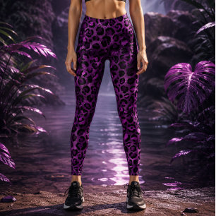 Levendige Paarse Luipaard Leggings