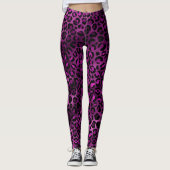 Levendige Paarse Luipaard Leggings (Voorkant)
