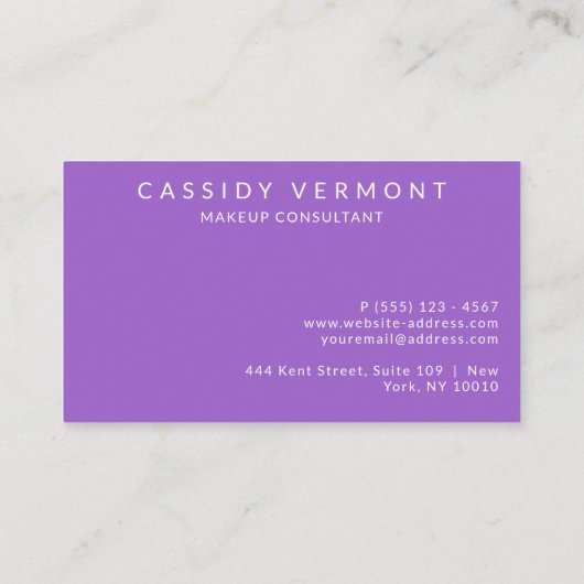 Levendige Paarse make-up haar consultant Visitekaartje (Achterkant)