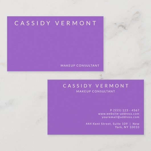 Levendige Paarse make-up haar consultant Visitekaartje (Voorkant / Achterkant)