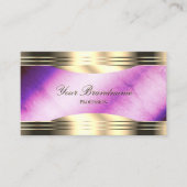 Levendige Paarse Marmeren Gouden Grenzen en Logo L Visitekaartje (Voorkant)
