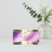 Levendige Paarse marmeren gouden randen met QR-cod Visitekaartje (Staand voorkant)