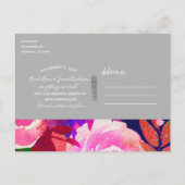 Levendige Paarse Moderne Lente Bloemen Save the Da Aankondigingskaart (Achterkant)