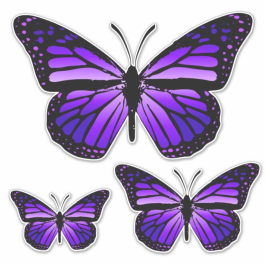 Levendige Paarse monarchvlinders Sticker (Voorkant)