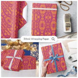 Levendige Paarse Oranje etnische mozaïek geometris Cadeaupapier