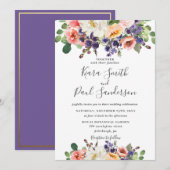 Levendige Paarse Oranje Perzik Blush Bloemen Bruil Kaart (Voorkant / Achterkant)