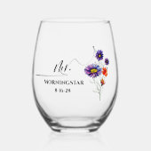 Levendige Paarse Oranje Wildflower Mr Wijnglas Zonder Voet (Voorkant)