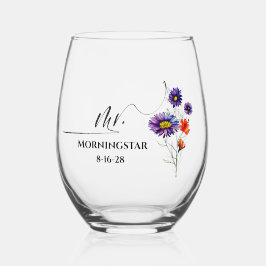 Levendige Paarse Oranje Wildflower Mr Wijnglas Zonder Voet