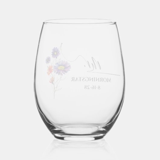 Levendige Paarse Oranje Wildflower Mr Wijnglas Zonder Voet (Achterkant)