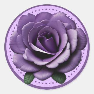Levendige Paarse Roos – Elegant Bloemendesign Ronde Sticker
