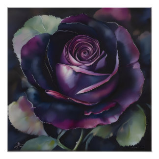 Levendige Paarse Roos schilderij Perfect Poster