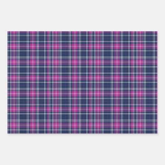 Levendige Paarse, roze en blauwe plaid Inpakpapier Vel (Voorkant 3)