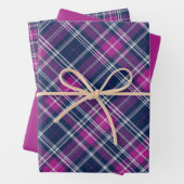 Levendige Paarse, roze en blauwe plaid Inpakpapier Vel (In situ)