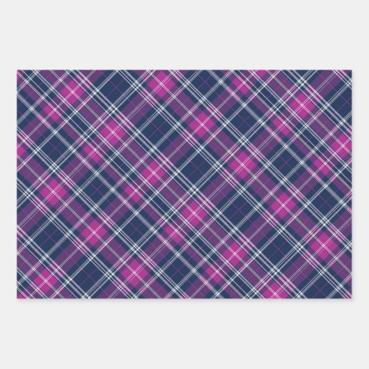 Levendige Paarse, roze en blauwe plaid Inpakpapier Vel (Voorkant)