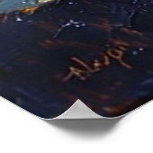 Levendige Paarse Rozen met dauwolieverfschilderij Poster (Hoek)