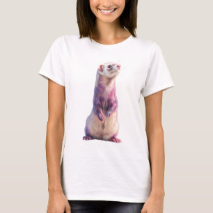 Levendige Paarse Staande Fret Illustratie Vrouwen T-shirt